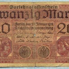 376 BANCNOTA - GERMANIA - 20 MARK - anul 1918 -SERIA 2066328 -starea care se vede