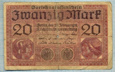 376 BANCNOTA - GERMANIA - 20 MARK - anul 1918 -SERIA 2066328 -starea care se vede foto