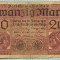 376 BANCNOTA - GERMANIA - 20 MARK - anul 1918 -SERIA 2066328 -starea care se vede