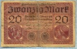 378 BANCNOTA - GERMANIA - 20 MARK - anul 1918 -SERIA 3160668 -starea care se vede