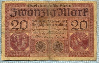 378 BANCNOTA - GERMANIA - 20 MARK - anul 1918 -SERIA 3160668 -starea care se vede foto