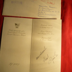 Felicitare din partea Federatiei Cehe de Gimnastica catre F.R.Gimnastica ,semnatura Pres.2002
