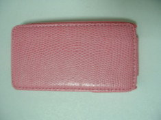 Husa flip pentru HTC Desire S - piele de sarpe roz foto