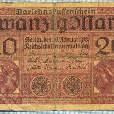 375 BANCNOTA - GERMANIA - 20 MARK - anul 1918 -SERIA 2227949 -starea care se vede