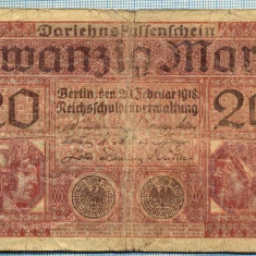 377 BANCNOTA - GERMANIA - 20 MARK - anul 1918 -SERIA 3531307 -starea care se vede