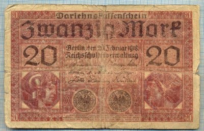 377 BANCNOTA - GERMANIA - 20 MARK - anul 1918 -SERIA 3531307 -starea care se vede foto