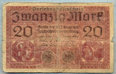 377 BANCNOTA - GERMANIA - 20 MARK - anul 1918 -SERIA 3531307 -starea care se vede foto