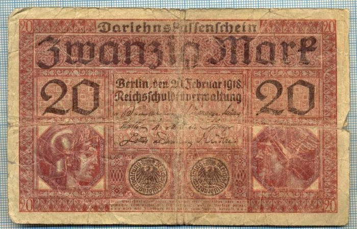 377 BANCNOTA - GERMANIA - 20 MARK - anul 1918 -SERIA 3531307 -starea care se vede