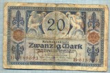 350 BANCNOTA - GERMANIA - 20 MARK - anul 1915 -SERIA 6189693 -starea care se vede