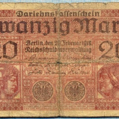 380 BANCNOTA - GERMANIA - 20 MARK - anul 1918 -SERIA 5953399 -starea care se vede