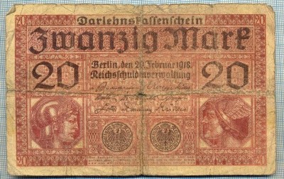 380 BANCNOTA - GERMANIA - 20 MARK - anul 1918 -SERIA 5953399 -starea care se vede foto