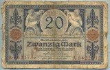 343 BANCNOTA - GERMANIA - 20 MARK - anul 1915 -SERIA 8422736 -starea care se vede