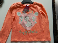 Bluza bluzita pentru fetite, marimea 2-3 ani, cu Marie din Pisicile aristocrate, licenta Disney foto