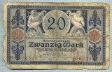 355 BANCNOTA - GERMANIA - 20 MARK - anul 1915 -SERIA 6218527 -starea care se vede