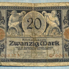 363 BANCNOTA - GERMANIA - 20 MARK - anul 1915 -SERIA 6068375 -starea care se vede