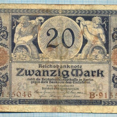 347 BANCNOTA - GERMANIA - 20 MARK - anul 1915 -SERIA 9155046 -starea care se vede