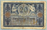 352 BANCNOTA - GERMANIA - 20 MARK - anul 1915 -SERIA 6850845 -starea care se vede