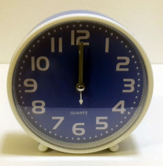 Ceas quartz de masa / perete vintage cu alarma, culoare albastru Model 001 foto