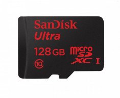 PREMIERA IN ROMANIA!!! SANDISK ULTRA 128GB microSDXC UHS-I 30 MB/s! CEL MAI MARE CARD DE MEMORIE DIN LUME!!! foto