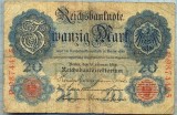 383 BANCNOTA - GERMANIA - 20 MARK - anul 1914 -SERIA 9874425 -starea care se vede