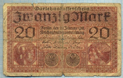 370 BANCNOTA - GERMANIA - 20 MARK - anul 1918 -SERIA 4155491-starea care se vede foto