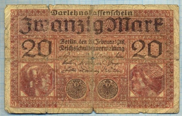 370 BANCNOTA - GERMANIA - 20 MARK - anul 1918 -SERIA 4155491-starea care se vede