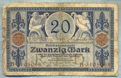 354 BANCNOTA - GERMANIA - 20 MARK - anul 1915 -SERIA 3105068 -starea care se vede foto