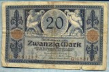 360 BANCNOTA - GERMANIA - 20 MARK - anul 1915 -SERIA 4881212 -starea care se vede