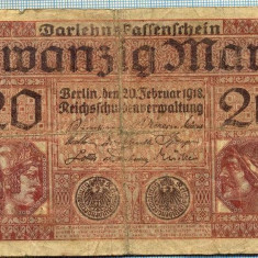 371 BANCNOTA - GERMANIA - 20 MARK - anul 1918 -SERIA 1650418-starea care se vede