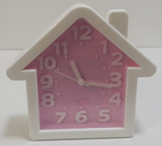 Ceas quartz de masa / perete, design nou/casuta, cu alarma, culoare roz Model 007 foto