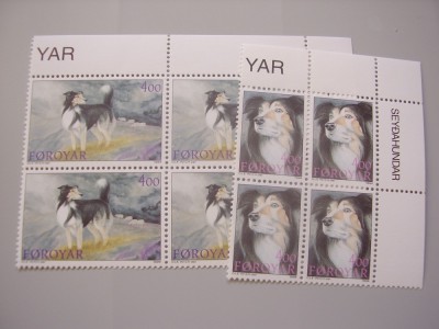 Feroe 1994 caini MI 282-283 MNH bloc de 4 foto