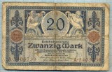 348 BANCNOTA - GERMANIA - 20 MARK - anul 1915 -SERIA 5405739 -starea care se vede