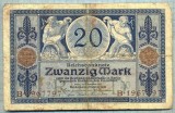 353 BANCNOTA - GERMANIA - 20 MARK - anul 1915 -SERIA 1967797 -starea care se vede