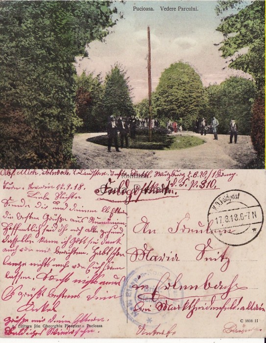 Pucioasa (Dambovita) - Vederea parcului-cenzura WWI, WK1