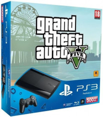 Consola SONY PS3 Super Slim 500 GB + joc Grand Theft Auto 5 ( GTA 5 ) foto