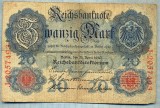 393 BANCNOTA - GERMANIA - 20 MARK - anul 1914 -SERIA 2057493 -starea care se vede