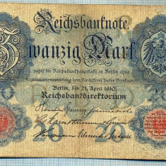 393 BANCNOTA - GERMANIA - 20 MARK - anul 1914 -SERIA 2057493 -starea care se vede