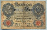 391 BANCNOTA - GERMANIA - 20 MARK - anul 1914 -SERIA 7917037 -starea care se vede