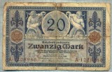 448 BANCNOTA - GERMANIA - 20 MARK - anul 1915 -SERIA 1228986 -starea care se vede