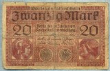 399 BANCNOTA - GERMANIA - 20 MARK - anul 1918 -SERIA 5773667 -starea care se vede