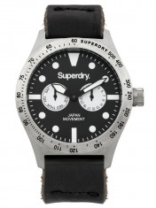 Superdry SYG106B Herrenn Multifunktion ZB schwarz-weiss, schwarzes Leder 3 ATM 44 mm foto