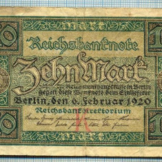 395 BANCNOTA - GERMANIA - 10 MARK - anul 1920 -SERIA 3275939 -starea care se vede