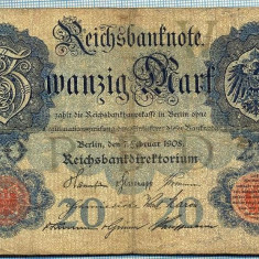 389 BANCNOTA - GERMANIA - 20 MARK - anul 1914 -SERIA 3512301 -starea care se vede