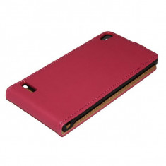 Husa Huawei P6 Ascend flip style slim roz foto