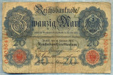 387 BANCNOTA - GERMANIA - 20 MARK - anul 1914 -SERIA 5036414 -starea care se vede