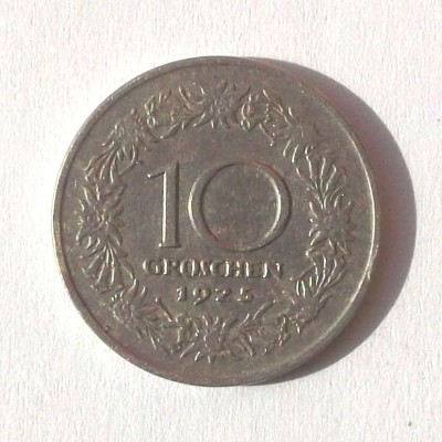 G3. AUSTRIA 10 GROSCHEN 1925, 4.50 g., Copper-Nickel, 22 mm ** foto