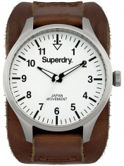 Superdry SYG102T Herren ZB weiss, braunes Leder 3 ATM 49 mm foto