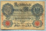 390 BANCNOTA - GERMANIA - 20 MARK - anul 1914 -SERIA 1140562 -starea care se vede