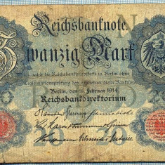 386 BANCNOTA - GERMANIA - 20 MARK - anul 1914 -SERIA 0156304 -starea care se vede