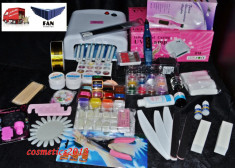 KIT MANICHIURA - UNGHII FALSE CU GEL - 12 GELURI UV - 3 GELURI DE CONSTRUCTIE - PILA FREZA ELECTRICA - TOPCOAT - PRIMER - 12 SCLIPICI - FIMO foto